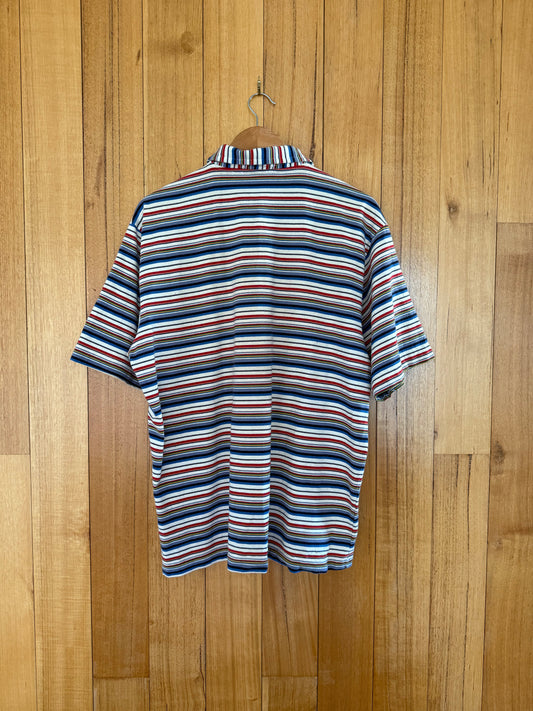 1990s Stussy Striped Polo Shirt