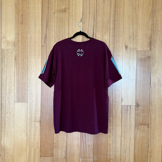 Colorado Rapids MLS purple t-shirt back view showing Adidas Originals branding and team details