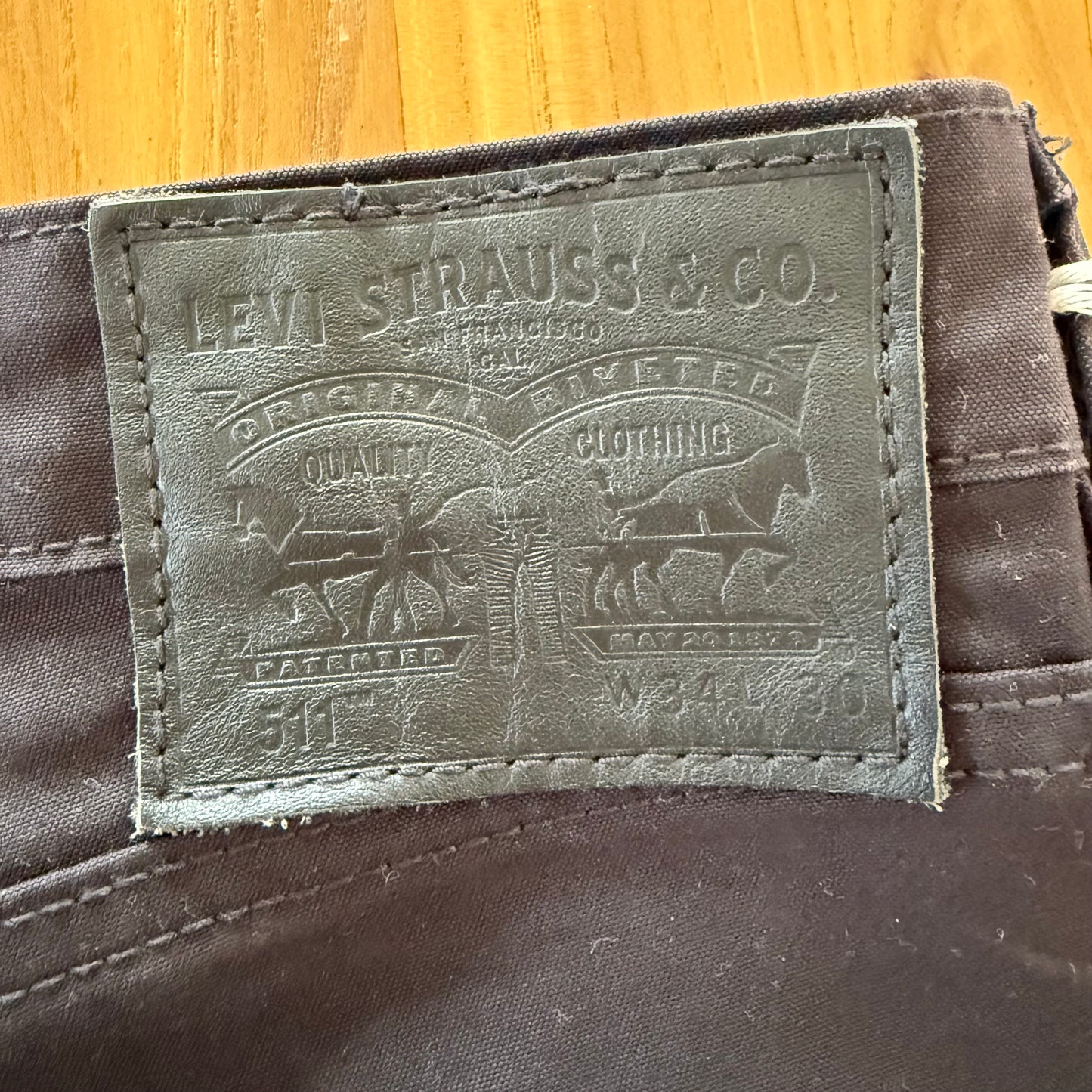 Levis label detail on black 511 Commuter jeans