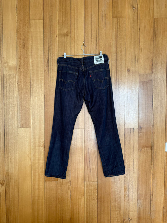 Levis x Outerknown 511 Jeans in blue showing back design with surf-inspired details.