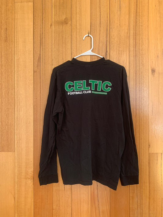 Nike Celtic Football Club Long-sleeve T-Shirt in black showing back design with team graphics