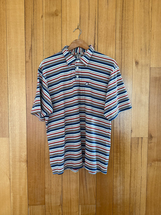 1990s Stussy Striped Polo Shirt