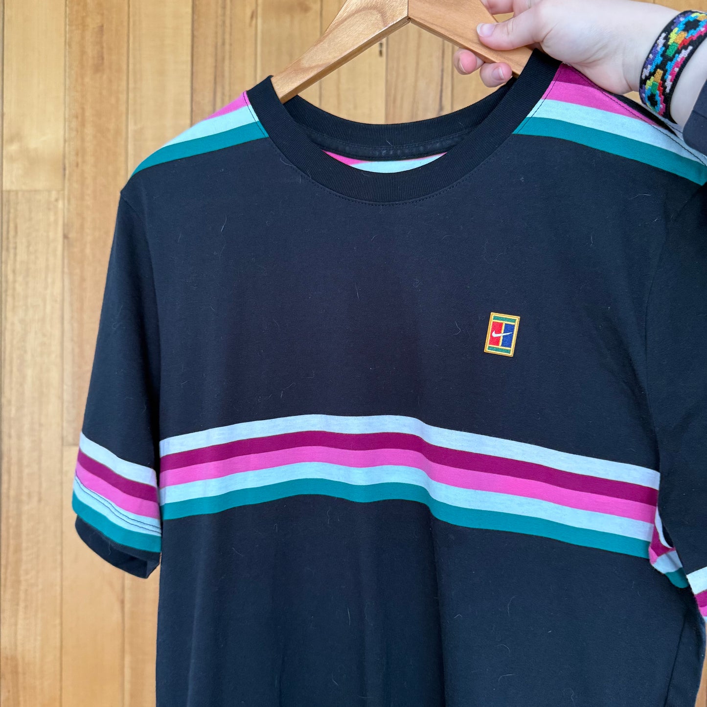Nike Tennis Striped Australian Open T-Shirt - Black