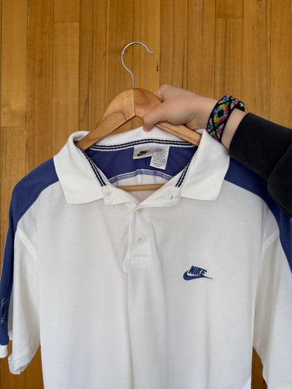 1990's Nike Tennis Supreme Court Polo Shirt - White/Purple