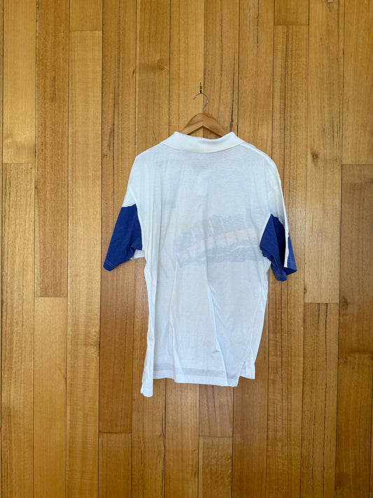 1990's Nike Tennis Challenge Court Polo Shirt - White/Blue/Pink