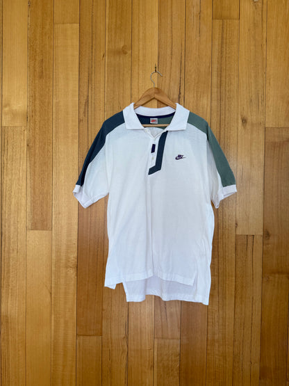1990's Nike Tennis Supreme Court Polo Shirt - White/Green/Purple