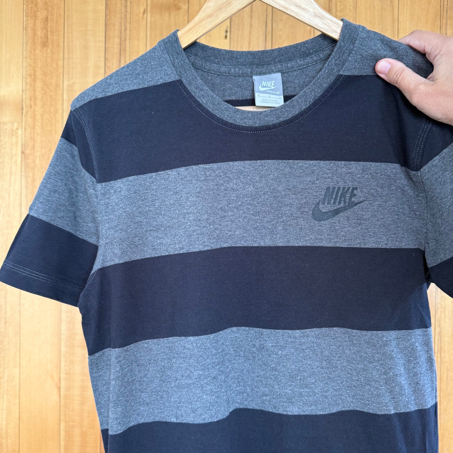 Nike Sportswear Black & Grey Striped T-Shirt