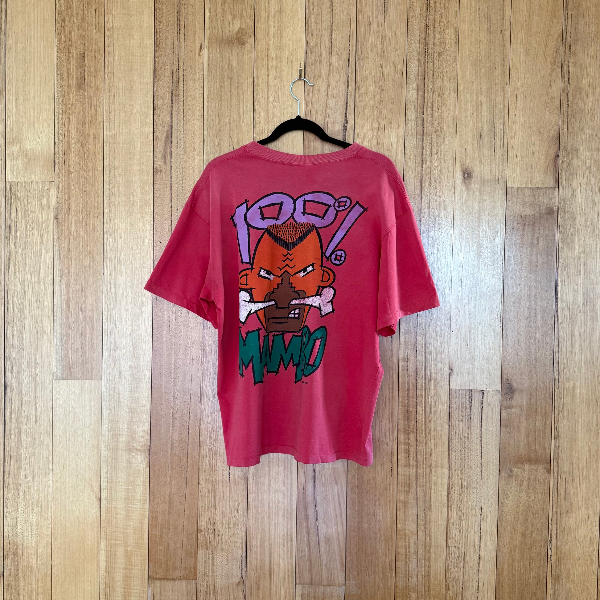 Mambo T-Shirt in red showing back design with Australian surf culture graphics