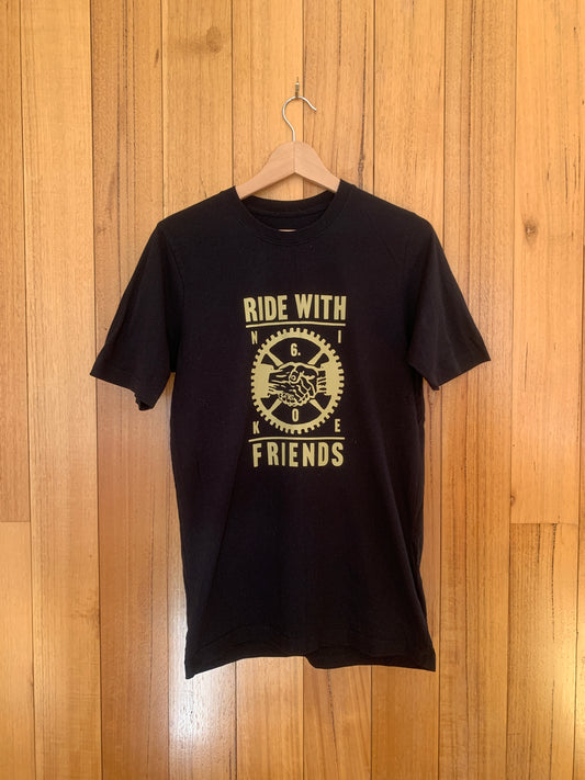 Nike 6.0 Ride with Friends T-Shirt in black with beige print - front view