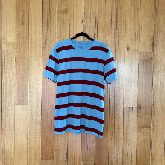 Nike Action Sports Striped Pocket T-Shirt in light blue with maroon stripes - front view