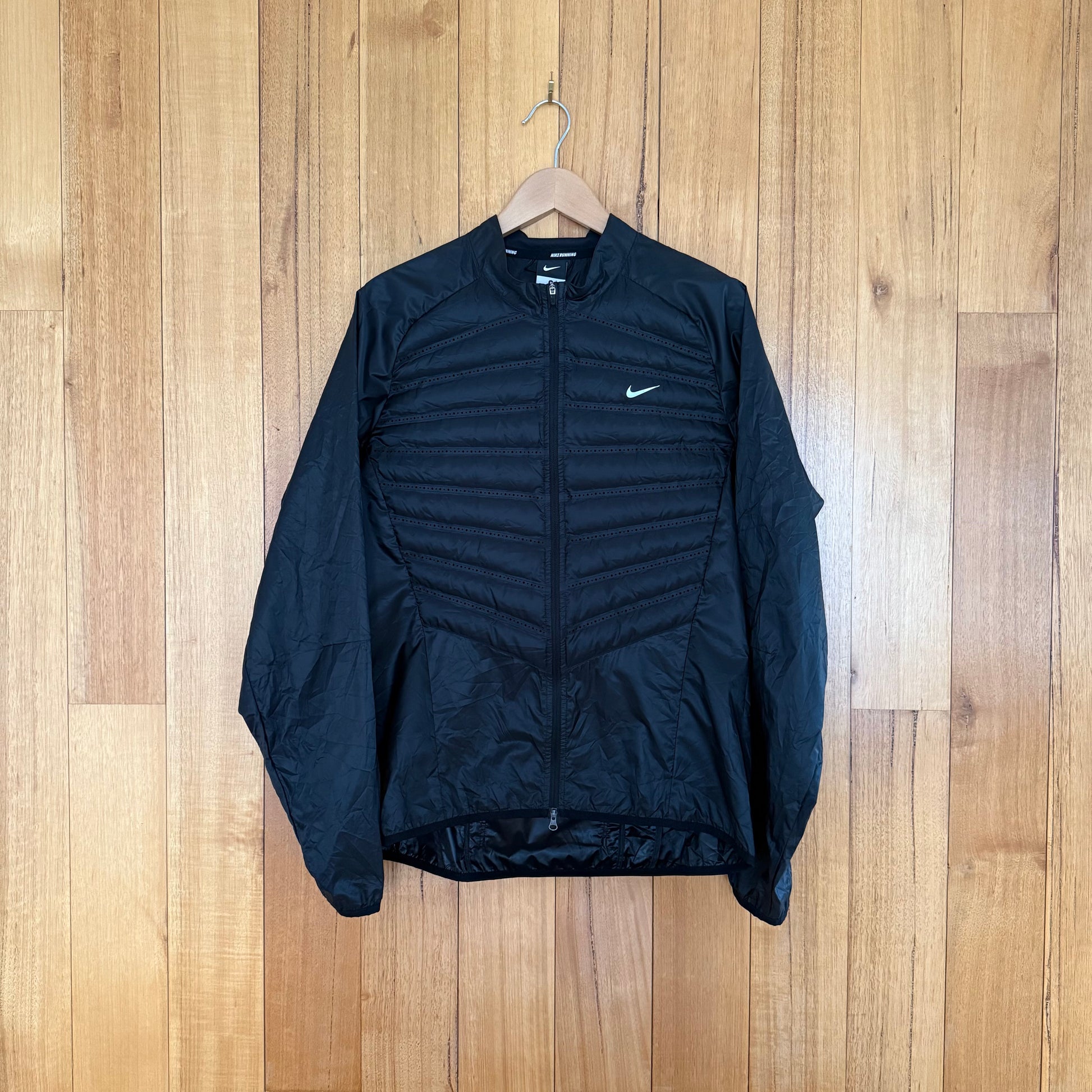 Nike Aeroloft 800 Down Full Zip Running Jacket in black - front view