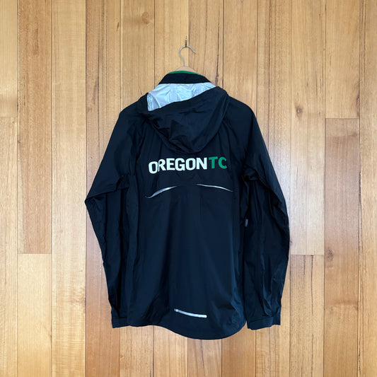 Nike Oregon Track Club Waterproof Jacket in black showing back design with team graphics