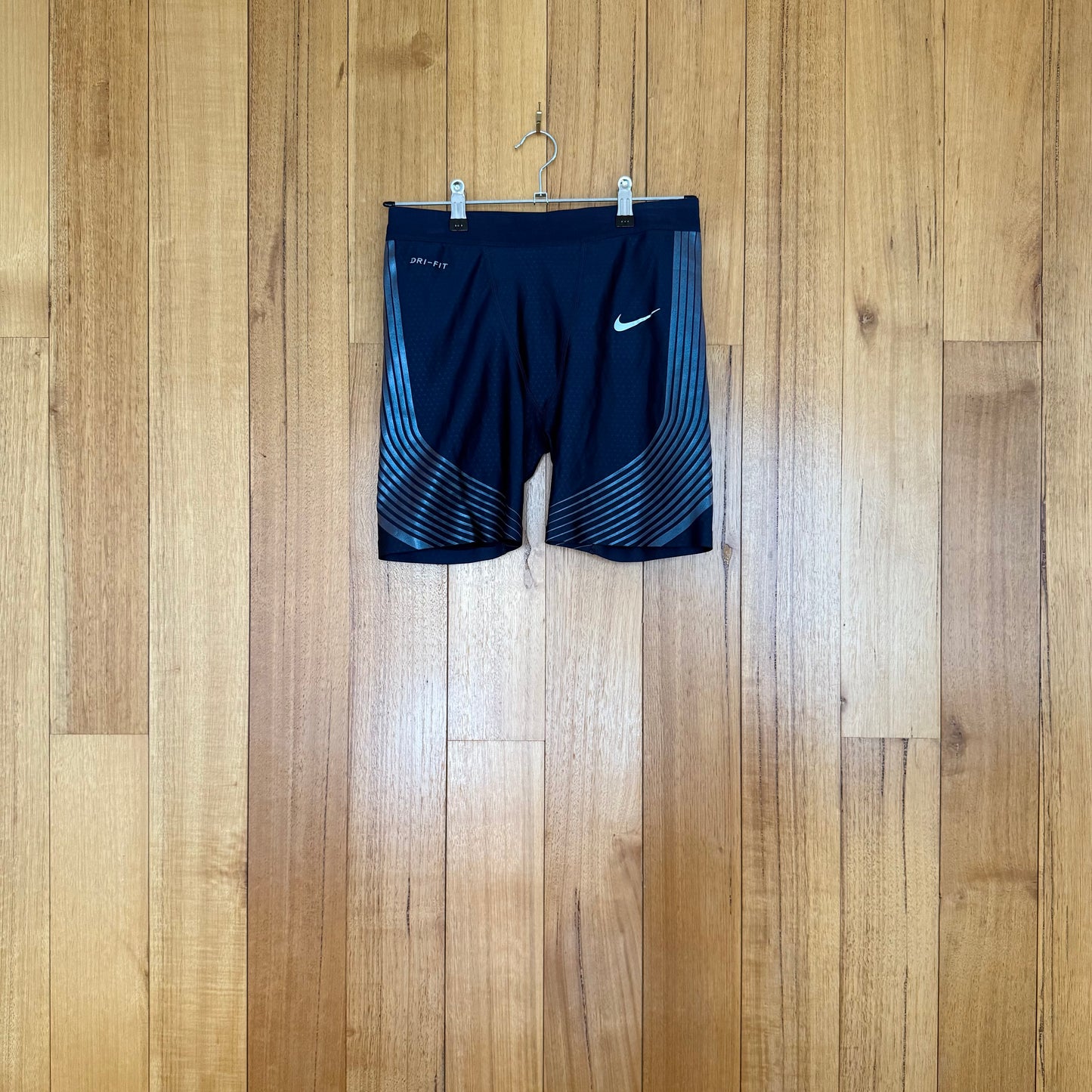 Nike Running Dri-FIT Power Speed Shorts in navy with iridescent details - front view