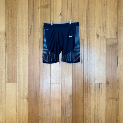 Nike Running Dri-FIT Power Speed Shorts in navy with iridescent details - front view