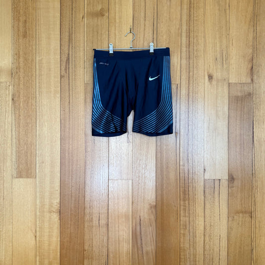 Nike Running Dri-FIT Power Speed Shorts in navy with iridescent details - front view