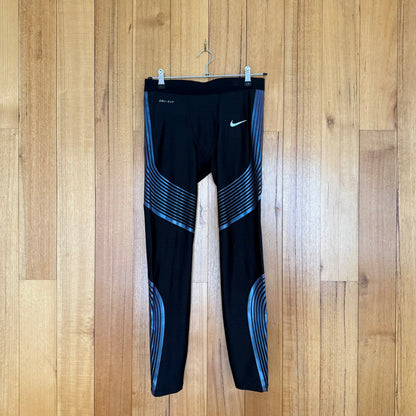 Nike Running Dri-FIT Power Speed Tights in black with iridescent details - front view
