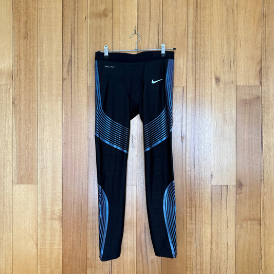 Nike Running Dri-FIT Power Speed Tights in black with iridescent details - front view