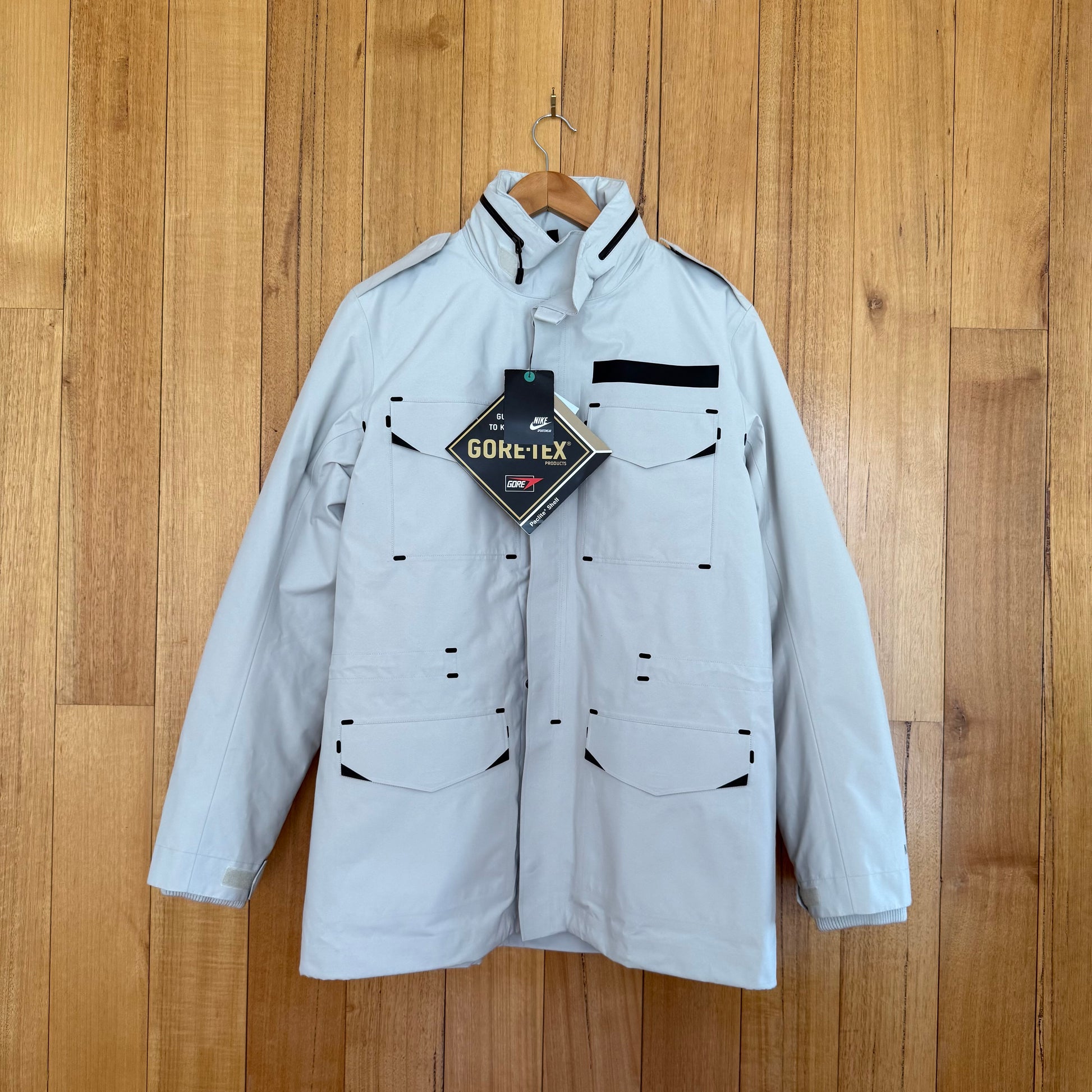 Nike Sportswear Gore-Tex M65 jacket in white with black print and down-filled removable inner jacket, Holiday 2010 release, new with tags