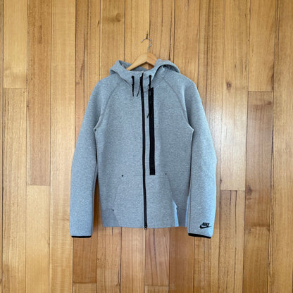 Nike Tech Fleece Full Zip Hoodie in grey with black print - front view of Fall 2013 sportswear hoodie 545981-063