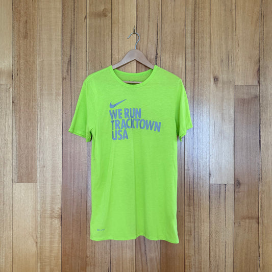 Nike We Run Track Town USA Dri-FIT T-Shirt in volt with reflective print - front view