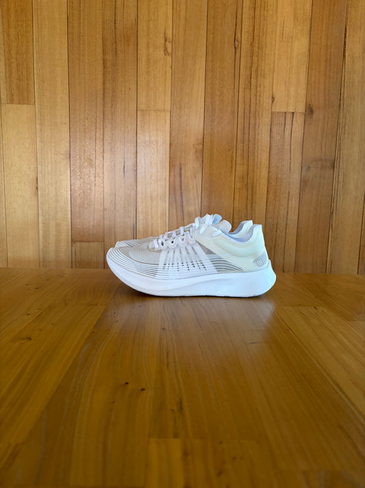 Nike Zoom Fly SP NA Triple White running shoe in all-white colorway with carbon plate technology, new without box