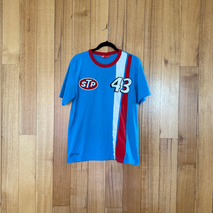 Puma Richard Petty STP Racing T-Shirt in blue with red and white STP 43 graphics - front view