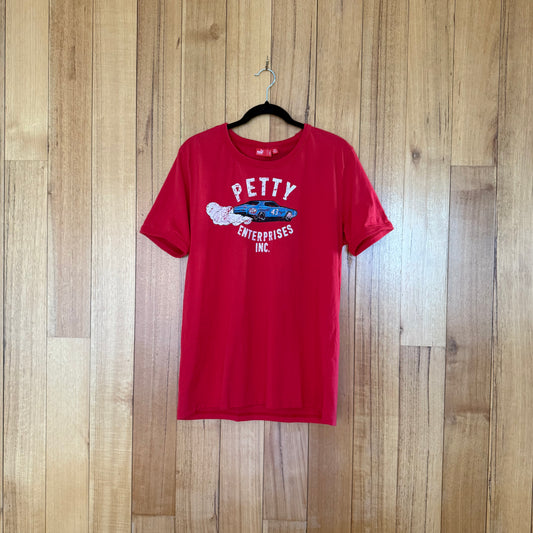 Puma Richard Petty STP Racing T-Shirt in red with blue and white NASCAR graphics - front view